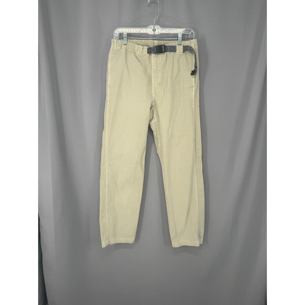 Gramicci Pants Mens Small Beige 30 Length Elastic Waist Belted Travel Chino